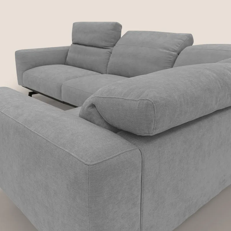 Sakura Canapé d'angle RÉVERSIBLE et modulable en tissu doux et imperméable T14 gris clair