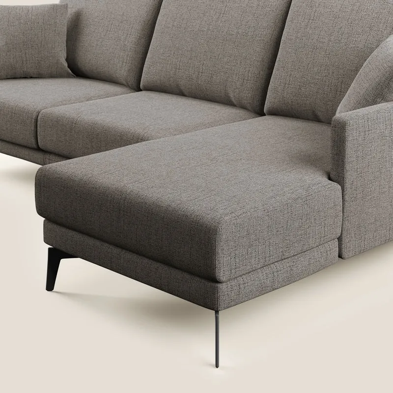 Saturno canapé d'angle moderne en tissu doux imperméable T03 taupe