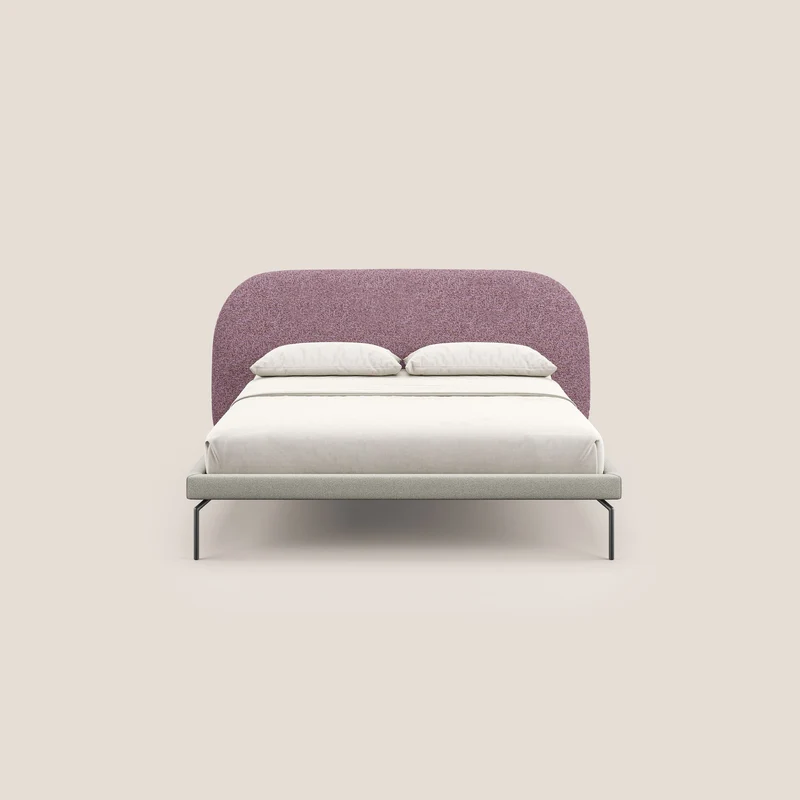 Soleil lit rembourré design avec pieds hauts en métal en bouclette détachable T12 violet