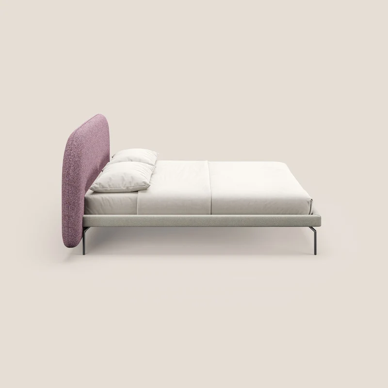 Soleil lit rembourré design avec pieds hauts en métal en bouclette détachable T12 violet