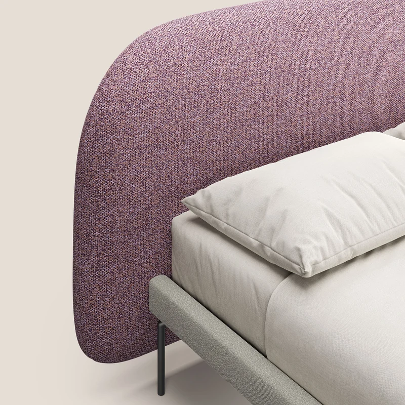 Soleil lit rembourré design avec pieds hauts en métal en bouclette détachable T12 violet