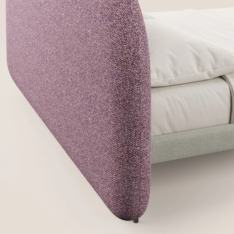 Soleil lit rembourré design avec pieds hauts en métal en bouclette détachable T12 violet