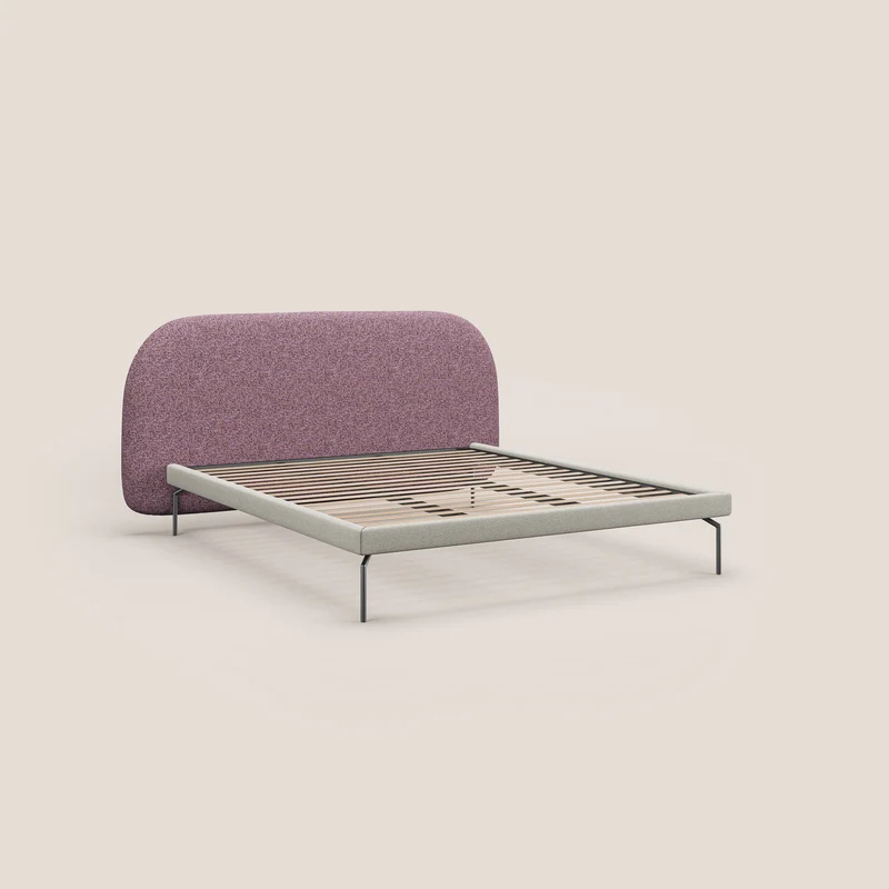 Soleil lit rembourré design avec pieds hauts en métal en bouclette détachable T12 violet
