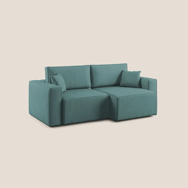 Morfeo canapé avec assises coulissantes en tissu imperméable doux T02 bleu pétrole