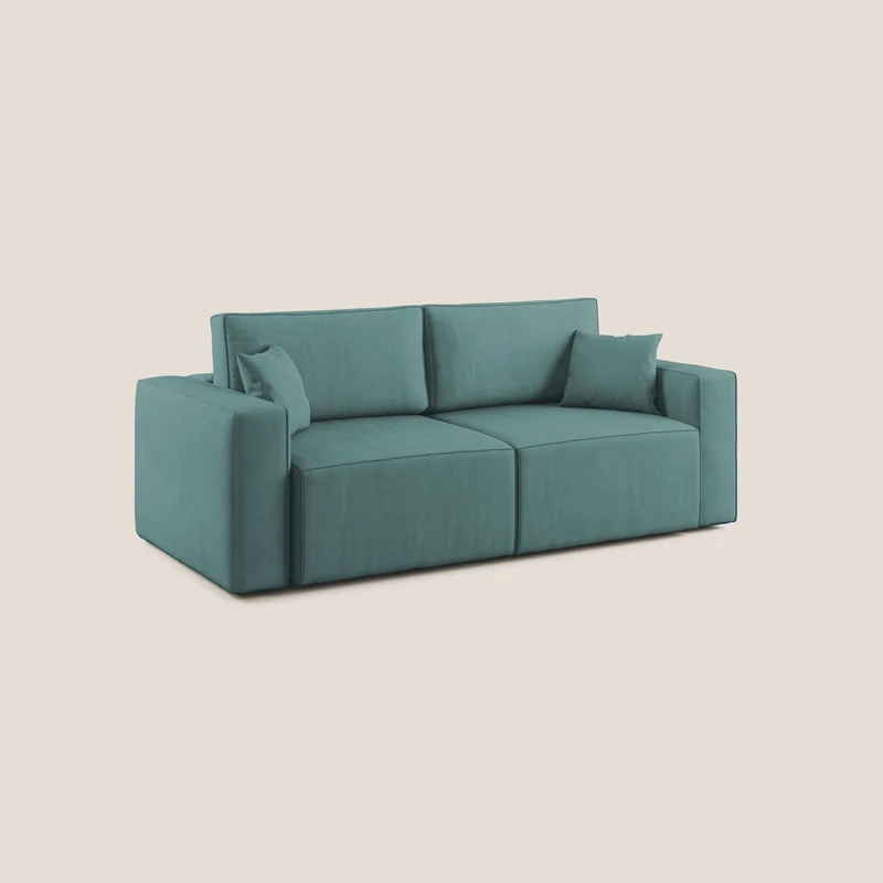 Morfeo canapé avec assises coulissantes en tissu imperméable doux T02 bleu pétrole