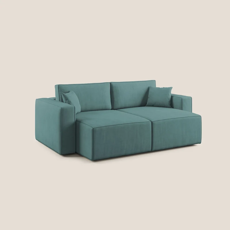 Morfeo canapé avec assises coulissantes en tissu imperméable doux T02 bleu pétrole