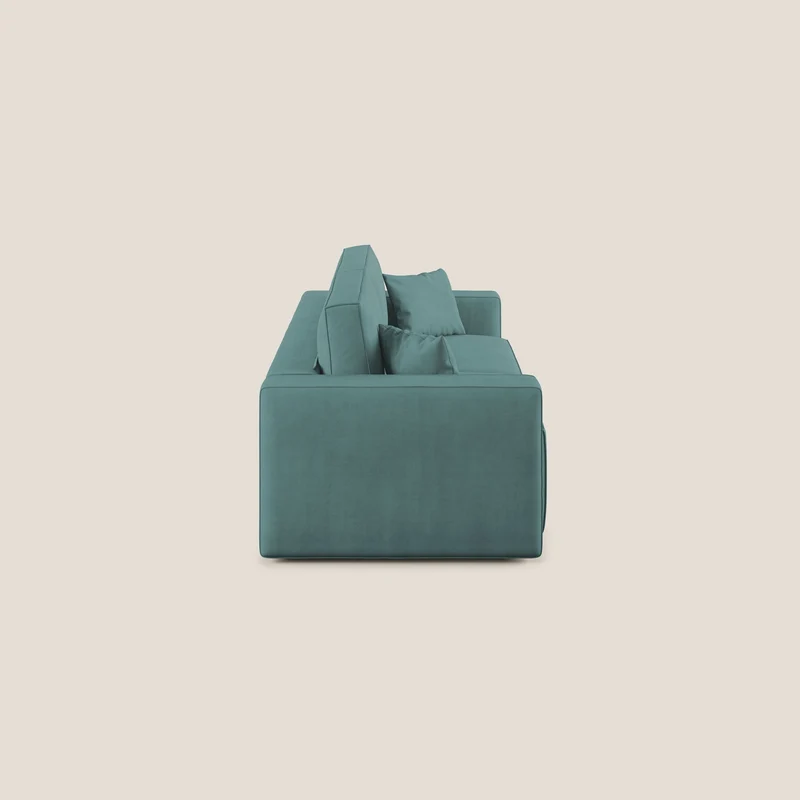 Morfeo canapé avec assises coulissantes en tissu imperméable doux T02 bleu pétrole