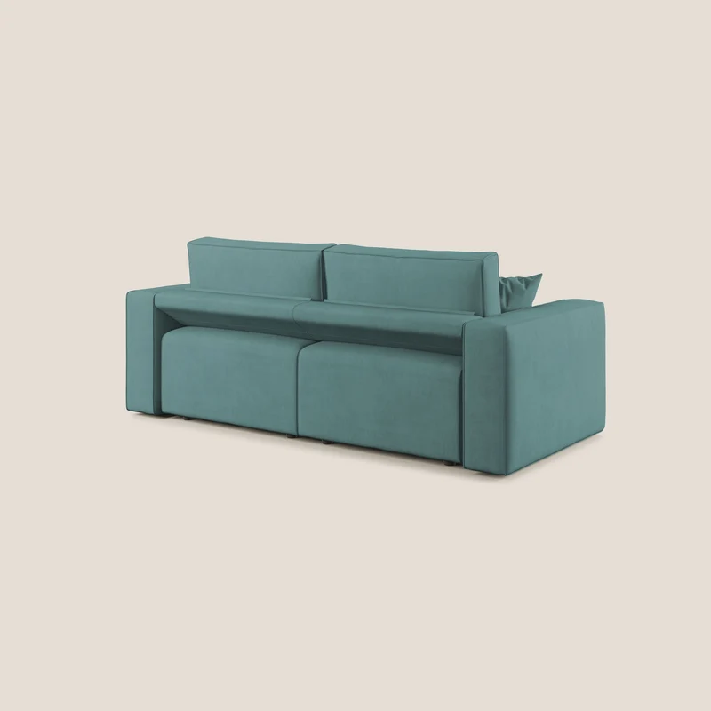 Morfeo canapé avec assises coulissantes en tissu imperméable doux T02 bleu pétrole