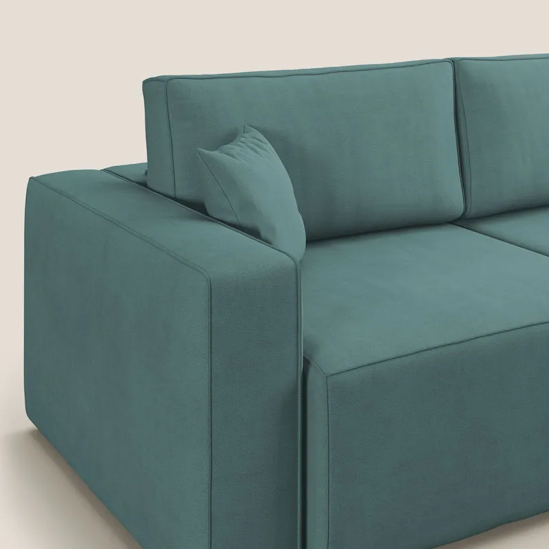 Morfeo canapé avec assises coulissantes en tissu imperméable doux T02 bleu pétrole