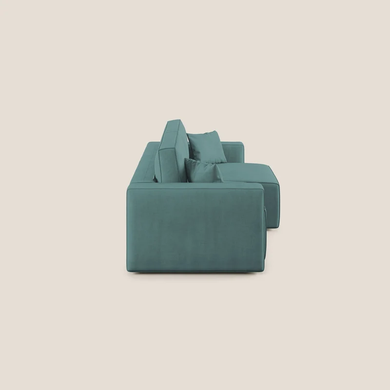 Morfeo canapé avec assises coulissantes en tissu imperméable doux T02 bleu pétrole