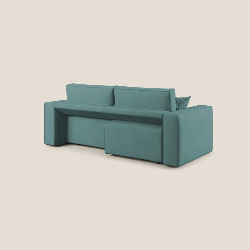 Morfeo canapé avec assises coulissantes en tissu imperméable doux T02 bleu pétrole