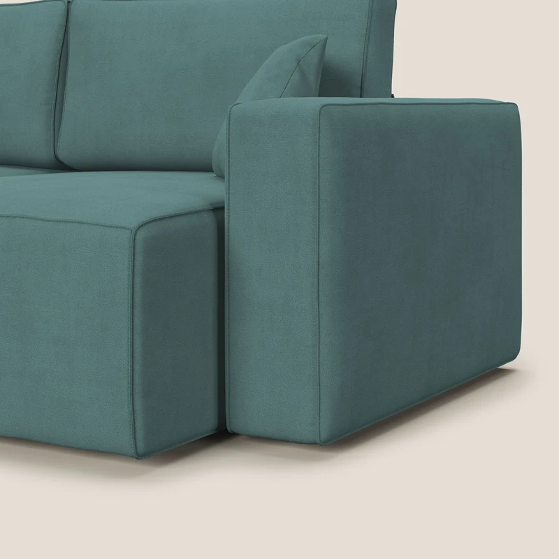 Morfeo canapé avec assises coulissantes en tissu imperméable doux T02 bleu pétrole