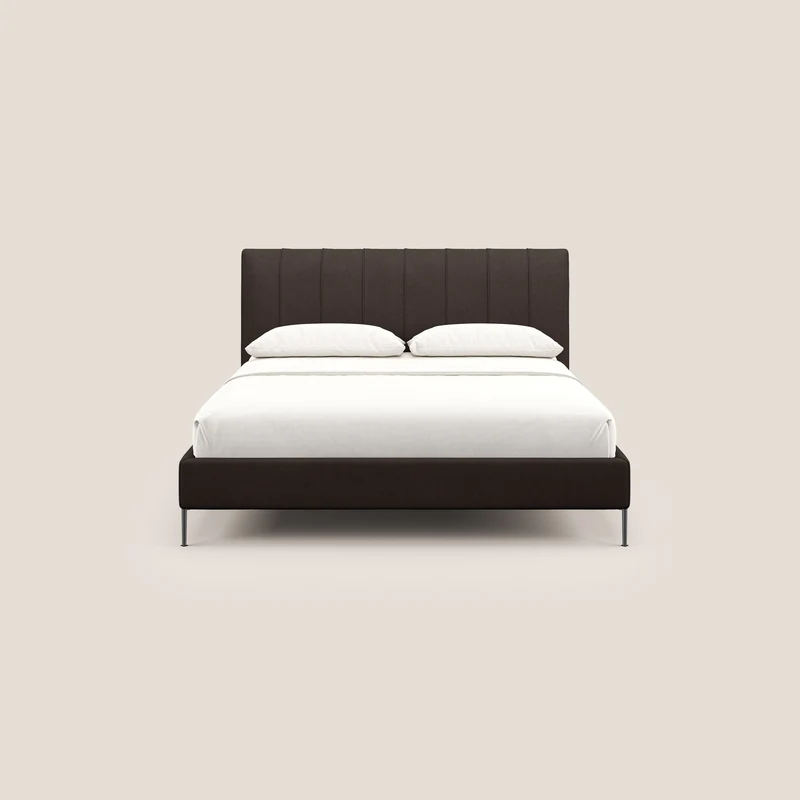Calliope lit rembourré aux pieds hauts complètement déhoussable en tissu détachable T17 marron