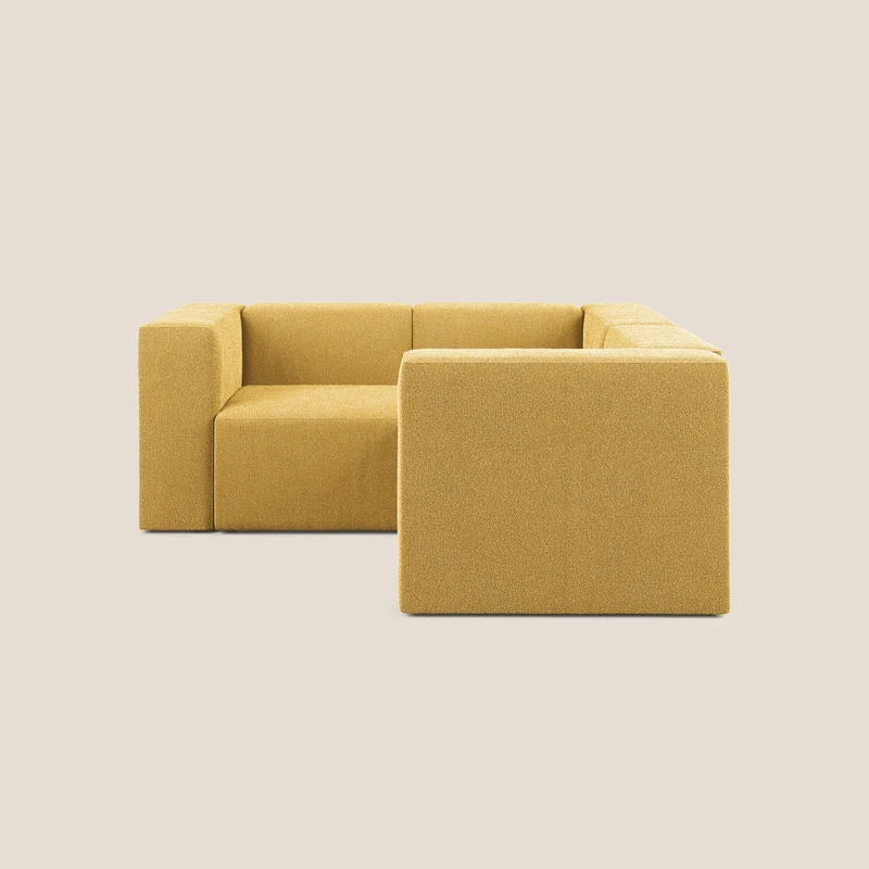 Nettuno canapé d'angle reversible modulable en bouclette douce T07 jaune