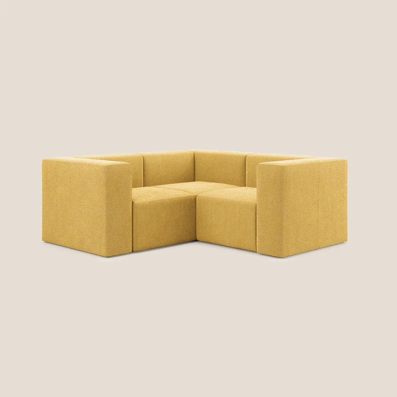 Nettuno canapé d'angle reversible modulable en bouclette douce T07 jaune