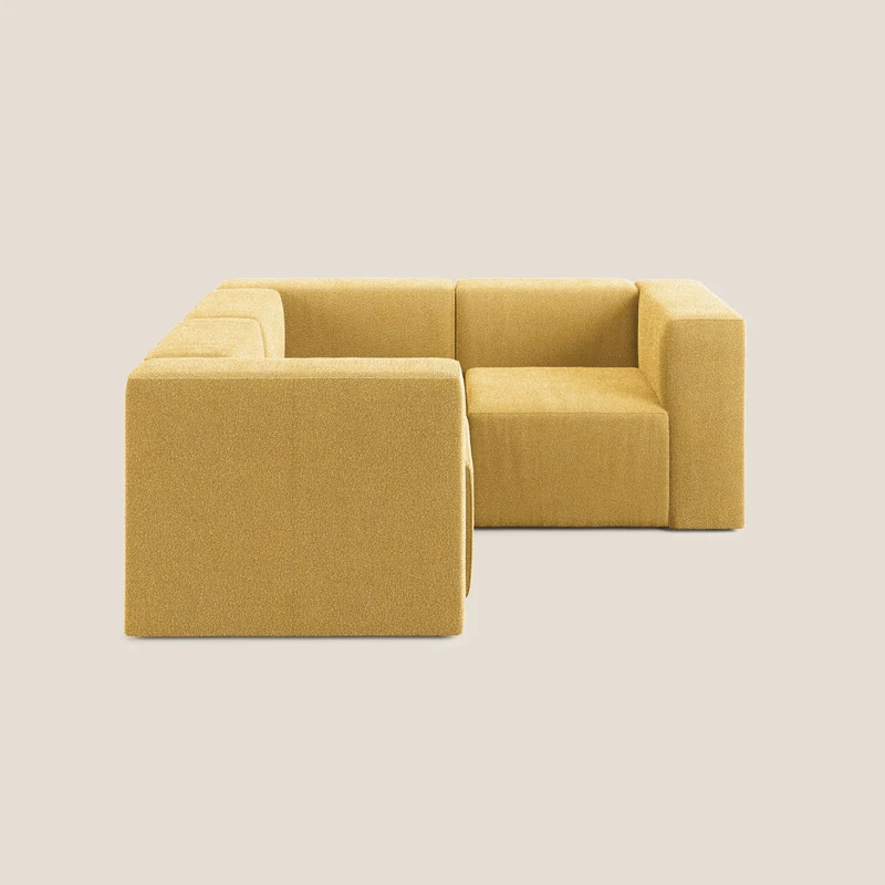 Nettuno canapé d'angle reversible modulable en bouclette douce T07 jaune