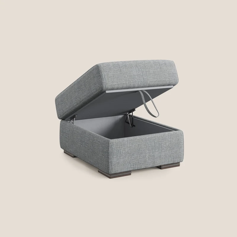 Sun pouf coffre en tissu imperméable doux entrelacé T06 gris
