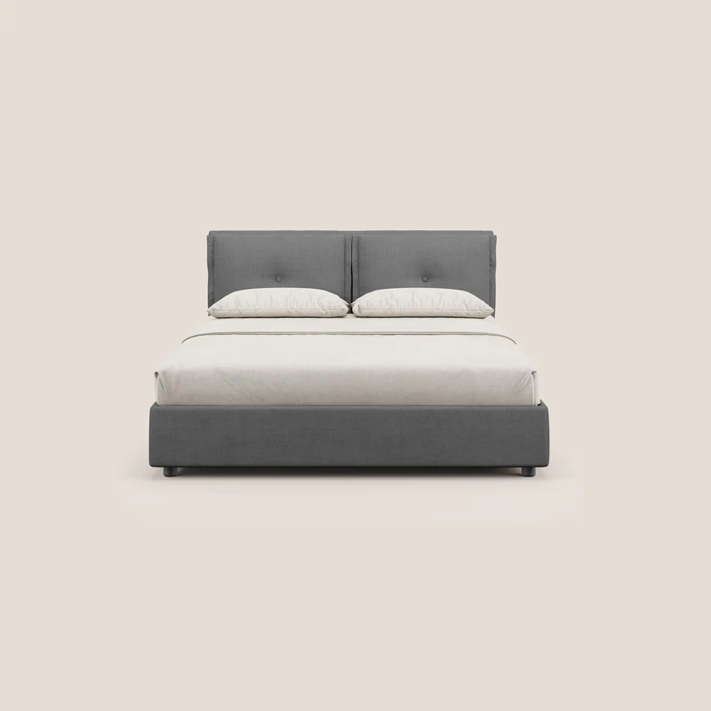 Travis lit coffre avec coussins capitonnés amovibles en tissu imperméable T02 gris