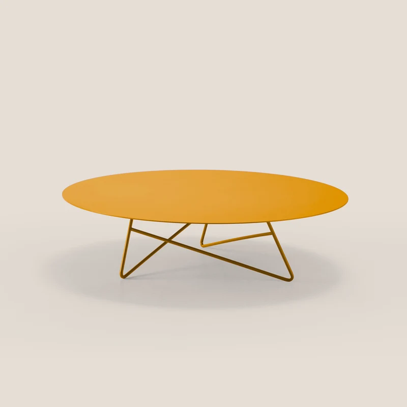 Ermione Table basse ronde pour salon en métal h25 jaune