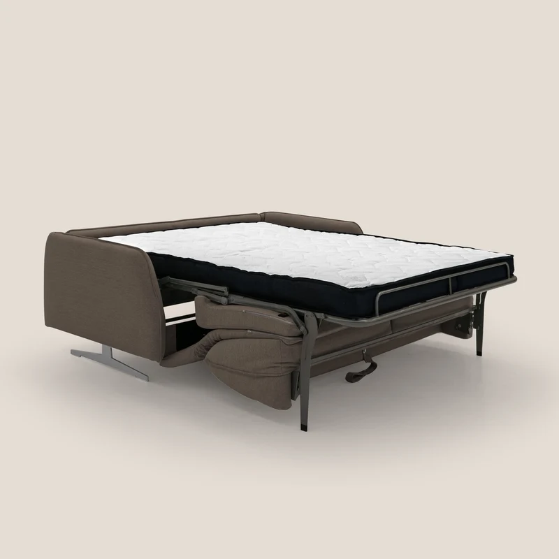 Texas Canapé convertible matrimonial moderne en tissu imperméable T19 marron