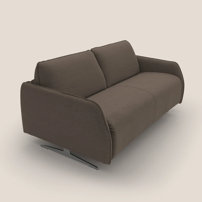 Texas Canapé convertible matrimonial moderne en tissu imperméable T19 marron