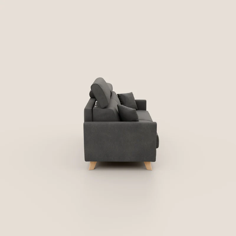 Francy canapé convertible avec têtières réglables en tissu détachable T17 anthracite