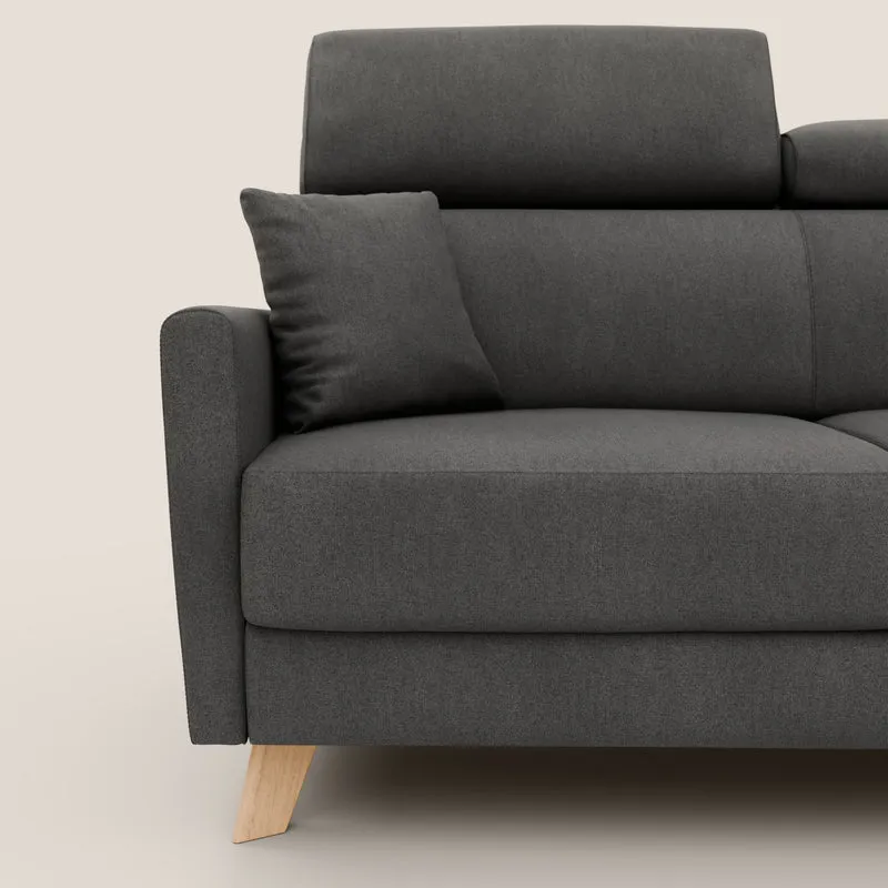 Francy canapé convertible avec têtières réglables en tissu détachable T17 anthracite
