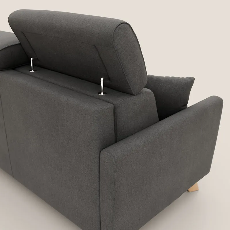 Francy canapé convertible avec têtières réglables en tissu détachable T17 anthracite