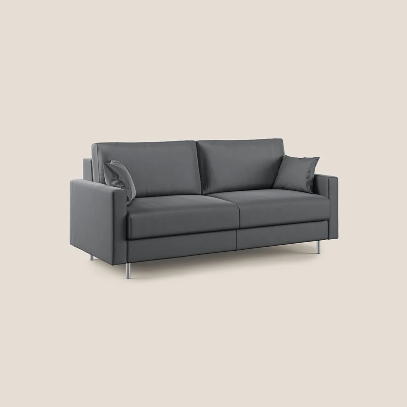Andromeda canapé-lit double en velours doux imperméable T01 anthracite