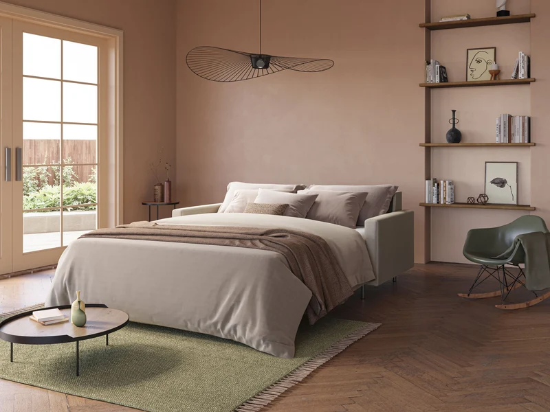 Andromeda canapé-lit double en velours doux imperméable T01 anthracite