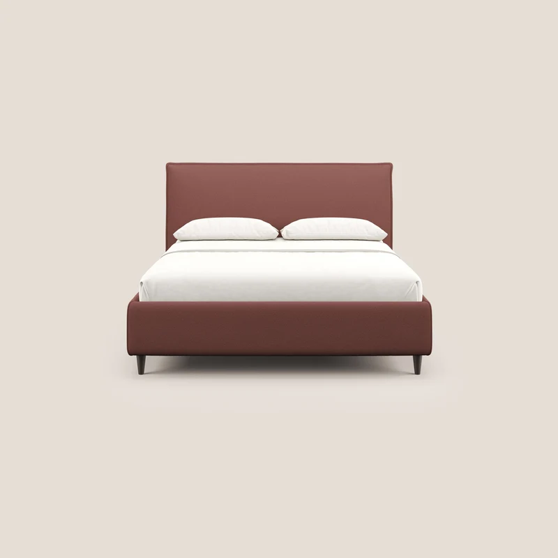 Hunter lit rembourré avec coffre déhoussable en tissu imperméable flammé T19 saumon