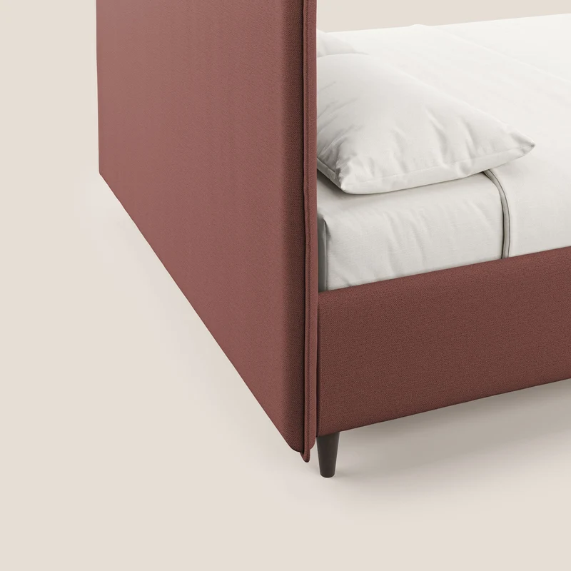 Hunter lit rembourré avec coffre déhoussable en tissu imperméable flammé T19 saumon