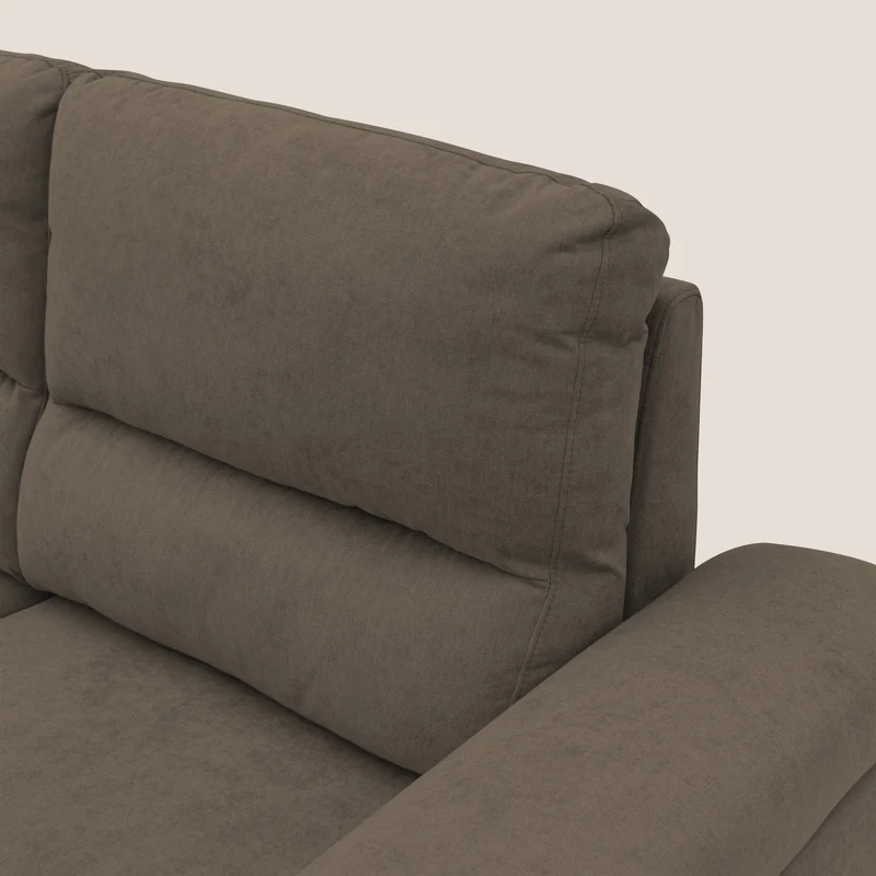 Minerva canapé linéaire avec pouf extractible en tissu doux imperméable T02 marron