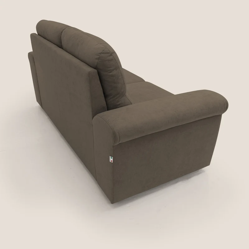 Minerva canapé linéaire avec pouf extractible en tissu doux imperméable T02 marron