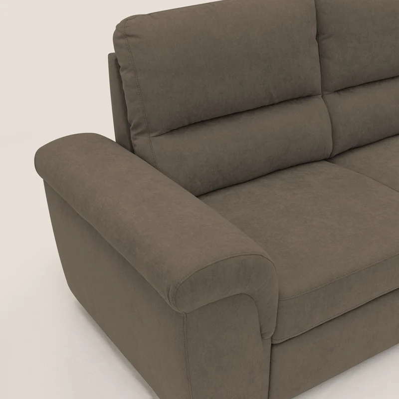 Minerva canapé linéaire avec pouf extractible en tissu doux imperméable T02 marron