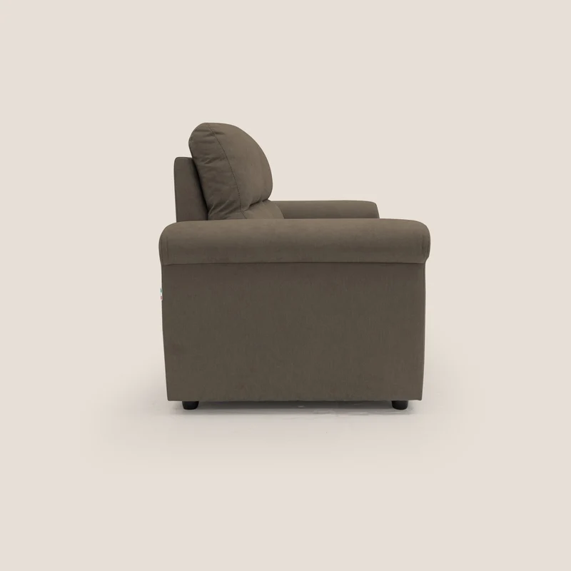 Minerva canapé linéaire avec pouf extractible en tissu doux imperméable T02 marron