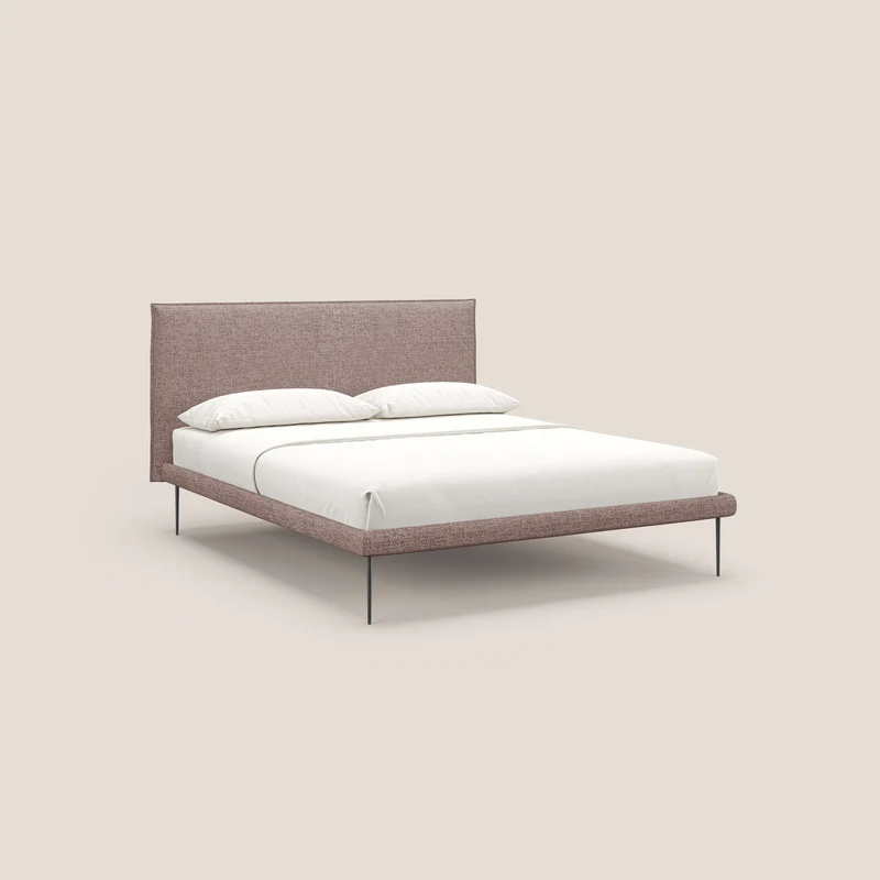 Theo lit moderne déhoussable avec pieds hauts en métal et tissu imperméable T10 rose