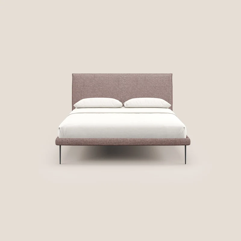 Theo lit moderne déhoussable avec pieds hauts en métal et tissu imperméable T10 rose