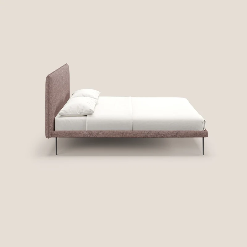 Theo lit moderne déhoussable avec pieds hauts en métal et tissu imperméable T10 rose