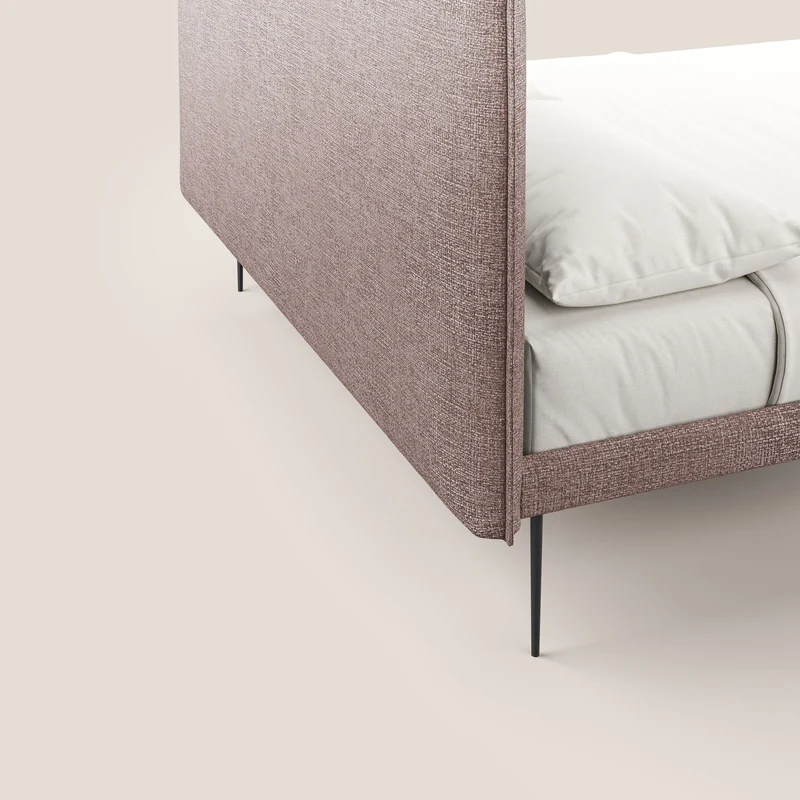 Theo lit moderne déhoussable avec pieds hauts en métal et tissu imperméable T10 rose