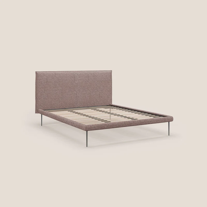Theo lit moderne déhoussable avec pieds hauts en métal et tissu imperméable T10 rose