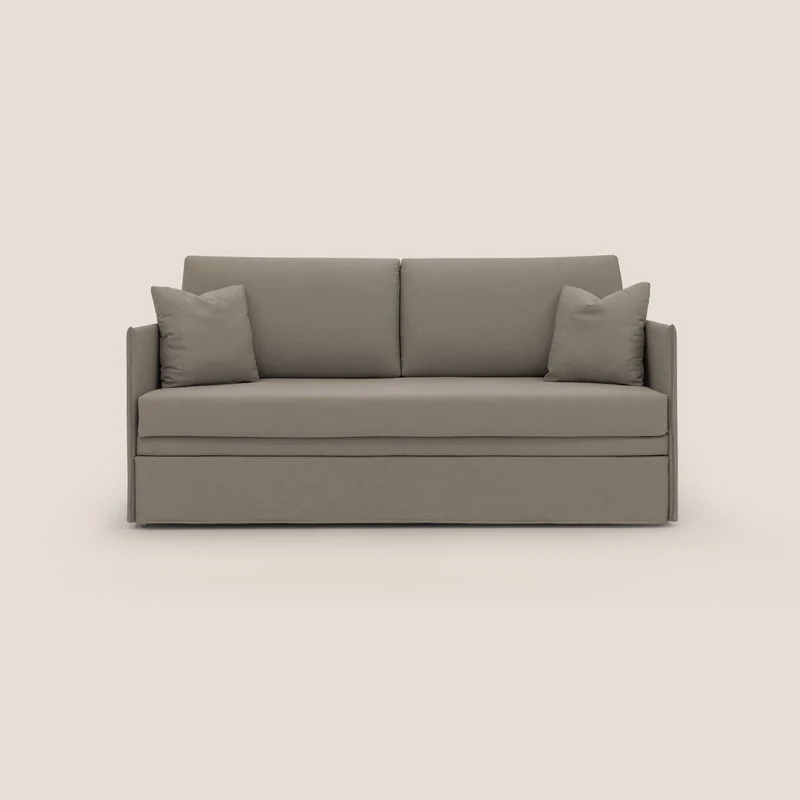 Tortona Canapé duplex avec lits jumeaux et tissu effet coton imperméable T13 Taupe tortora