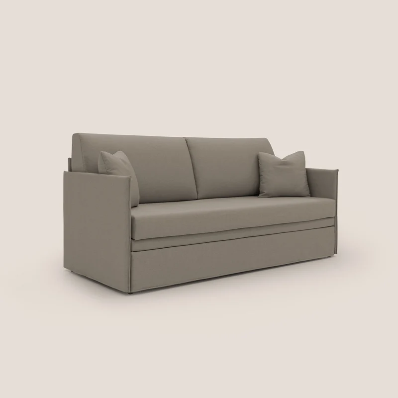 Tortona Canapé duplex avec lits jumeaux et tissu effet coton imperméable T13 Taupe tortora