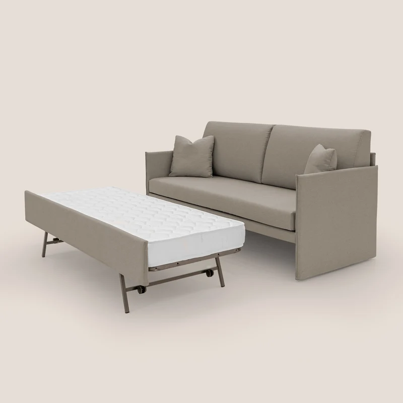 Tortona Canapé duplex avec lits jumeaux et tissu effet coton imperméable T13 Taupe tortora