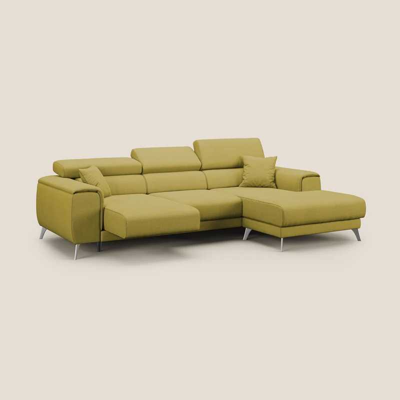 Fusion Canapé d'angle avec assises amovibles en tissu doux antitache T05 jaune
