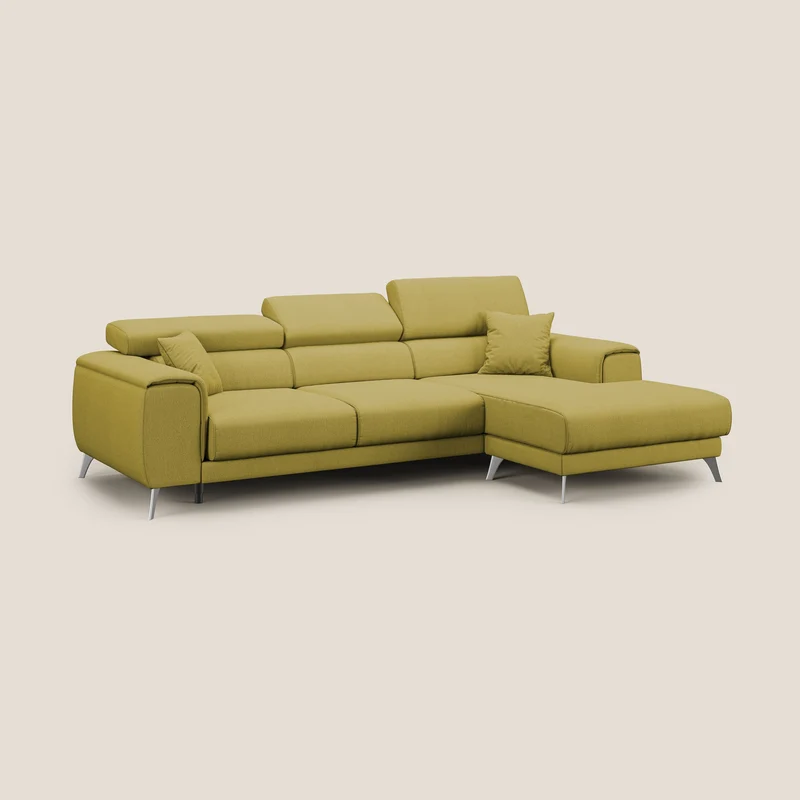 Fusion Canapé d'angle avec assises amovibles en tissu doux antitache T05 jaune