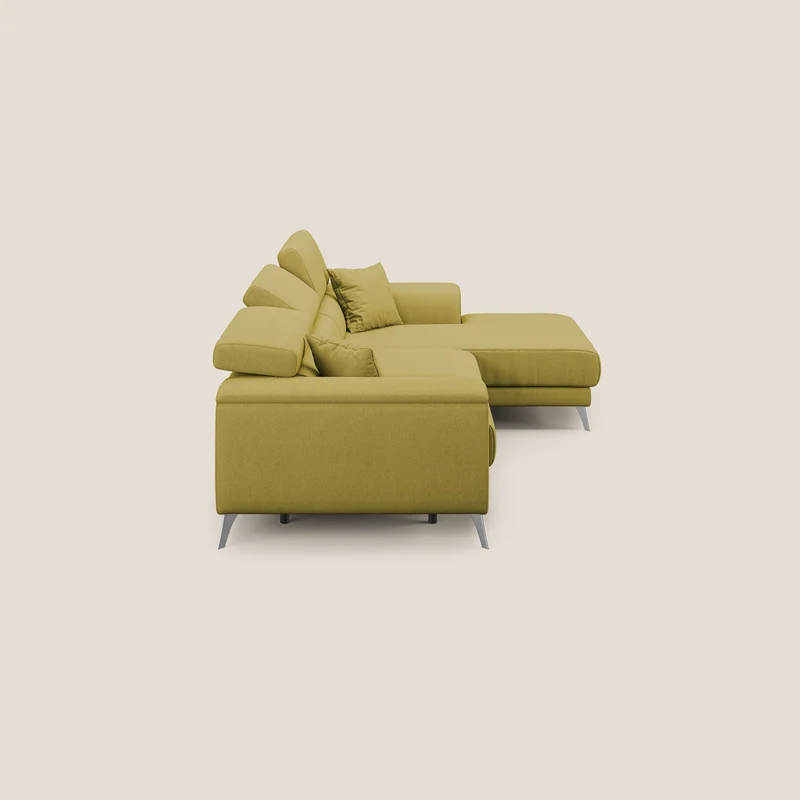 Fusion Canapé d'angle avec assises amovibles en tissu doux antitache T05 jaune