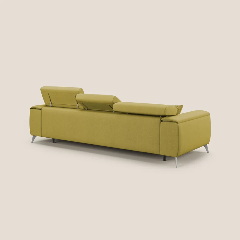 Fusion Canapé d'angle avec assises amovibles en tissu doux antitache T05 jaune