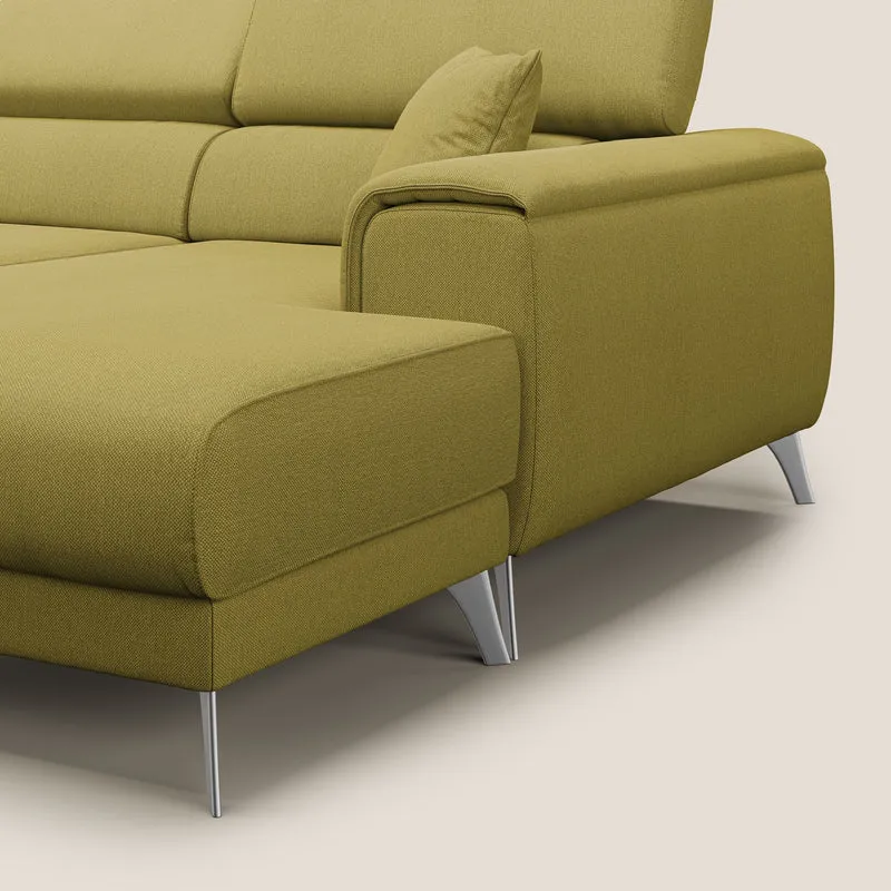 Fusion Canapé d'angle avec assises amovibles en tissu doux antitache T05 jaune