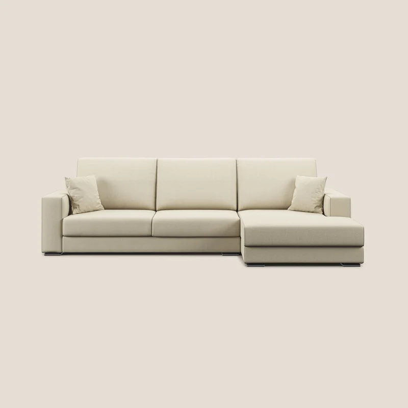 Marte canapé d'angle en tissu détachable et imperméable T08 crème